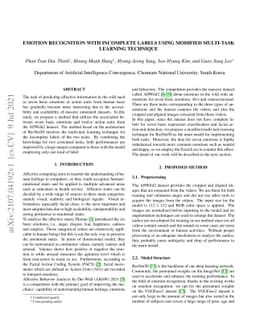 Emotion Recognition with Incomplete Labels Using Modified Multi-task
  Learning Technique
