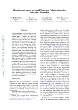 Measuring and Improving Model-Moderator Collaboration using Uncertainty
  Estimation