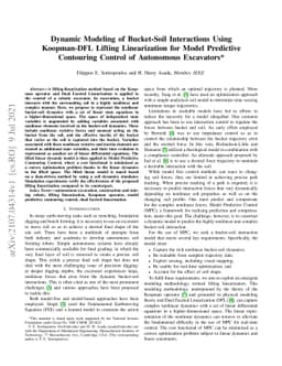 Dynamic Modeling of Bucket-Soil Interactions Using Koopman-DFL Lifting
  Linearization for Model Predictive Contouring Control of Autonomous
  Excavators