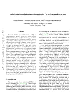 Multi-Modal Association based Grouping for Form Structure Extraction
