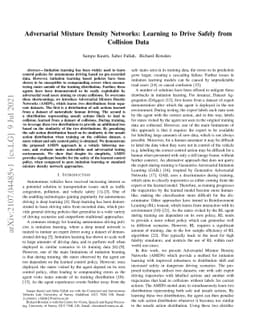 Adversarial Mixture Density Networks: Learning to Drive Safely from
  Collision Data