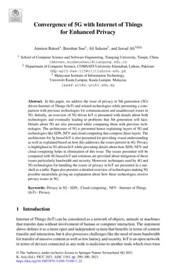 Convergence of 5G with Internet of Things for Enhanced Privacy