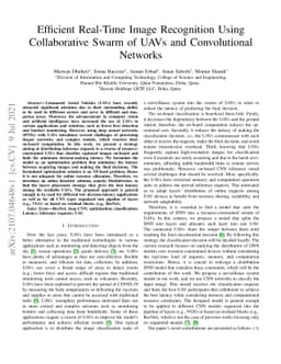 Efficient Real-Time Image Recognition Using Collaborative Swarm of UAVs
  and Convolutional Networks