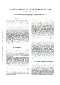 An Initial Investigation of Non-Native Spoken Question-Answering