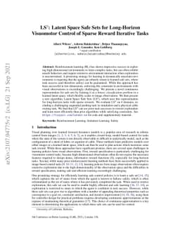 LS3: Latent Space Safe Sets for Long-Horizon Visuomotor Control of
  Sparse Reward Iterative Tasks