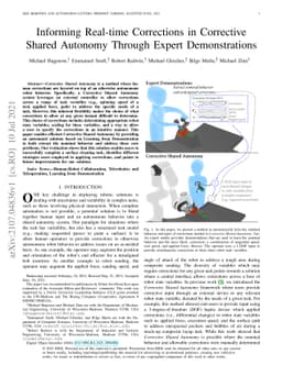 Informing Real-time Corrections in Corrective Shared Autonomy Through
  Expert Demonstrations