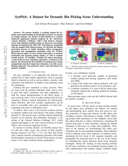 SynPick: A Dataset for Dynamic Bin Picking Scene Understanding