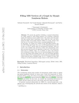 Filling MIS Vertices by Myopic Luminous Robots
