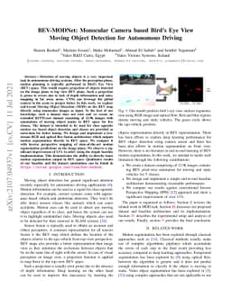 BEV-MODNet: Monocular Camera based Bird's Eye View Moving Object
  Detection for Autonomous Driving