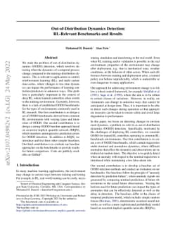 Out-of-Distribution Dynamics Detection: RL-Relevant Benchmarks and
  Results