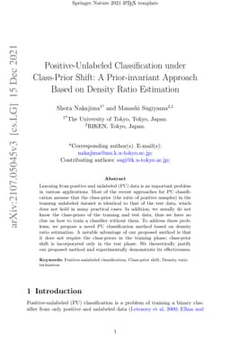 Positive-Unlabeled Classification under Class-Prior Shift: A
  Prior-invariant Approach Based on Density Ratio Estimation