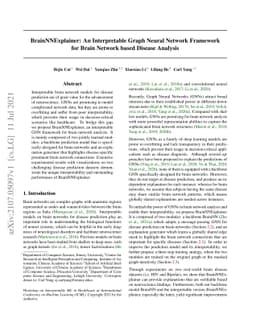 BrainNNExplainer: An Interpretable Graph Neural Network Framework for
  Brain Network based Disease Analysis