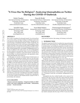 "A Virus Has No Religion": Analyzing Islamophobia on Twitter During the
  COVID-19 Outbreak