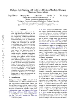 Dialogue State Tracking with Multi-Level Fusion of Predicted Dialogue
  States and Conversations