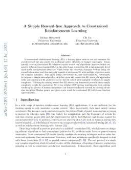 A Simple Reward-free Approach to Constrained Reinforcement Learning