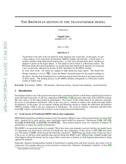 The Brownian motion in the transformer model