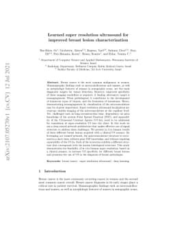 Learned super resolution ultrasound for improved breast lesion
  characterization