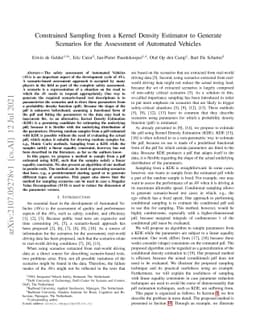 Constrained Sampling from a Kernel Density Estimator to Generate
  Scenarios for the Assessment of Automated Vehicles