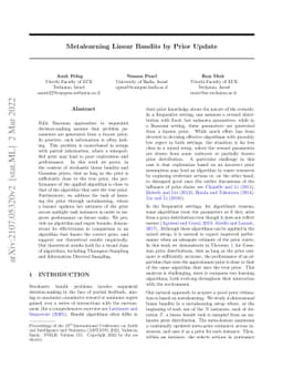 Metalearning Linear Bandits by Prior Update