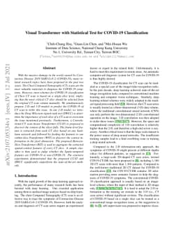 Visual Transformer with Statistical Test for COVID-19 Classification