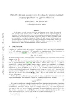 DISCO : efficient unsupervised decoding for discrete natural language
  problems via convex relaxation