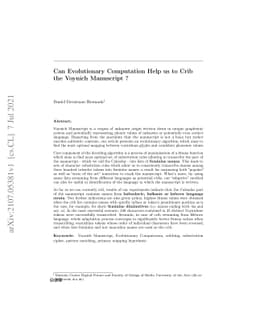 Can Evolutionary Computation Help us to Crib the Voynich Manuscript ?