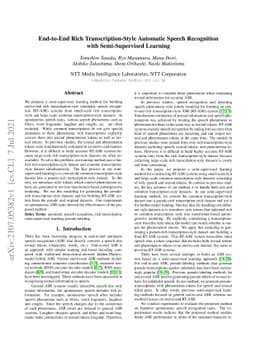 End-to-End Rich Transcription-Style Automatic Speech Recognition with
  Semi-Supervised Learning
