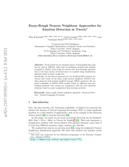 Fuzzy-Rough Nearest Neighbour Approaches for Emotion Detection in Tweets
