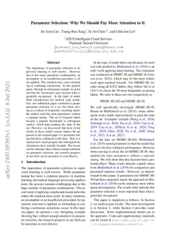 Parameter Selection: Why We Should Pay More Attention to It