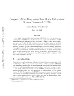 Computer-Aided Diagnosis of Low Grade Endometrial Stromal Sarcoma
  (LGESS)