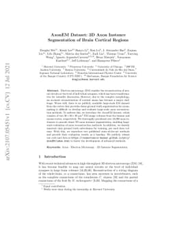 AxonEM Dataset: 3D Axon Instance Segmentation of Brain Cortical Regions