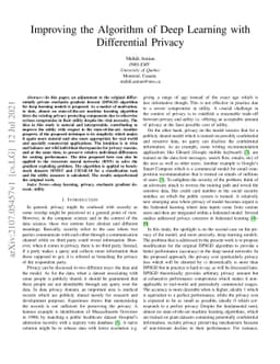 Improving the Algorithm of Deep Learning with Differential Privacy