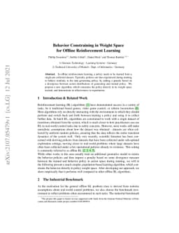 Behavior Constraining in Weight Space for Offline Reinforcement Learning