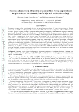 Recent advances in Bayesian optimization with applications to parameter
  reconstruction in optical nano-metrology