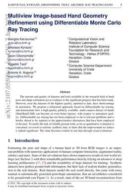 Multi-view Image-based Hand Geometry Refinement using Differentiable
  Monte Carlo Ray Tracing