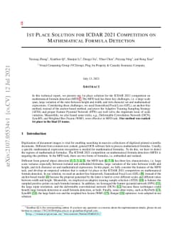 1st Place Solution for ICDAR 2021 Competition on Mathematical Formula
  Detection