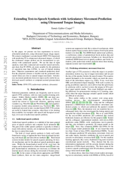 Extending Text-to-Speech Synthesis with Articulatory Movement Prediction
  using Ultrasound Tongue Imaging