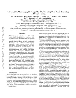 Interpretable Mammographic Image Classification using Case-Based
  Reasoning and Deep Learning