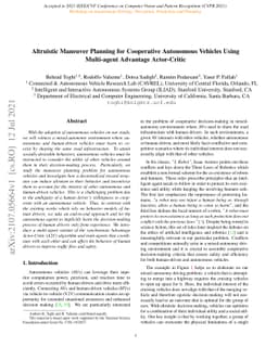 Altruistic Maneuver Planning for Cooperative Autonomous Vehicles Using
  Multi-agent Advantage Actor-Critic