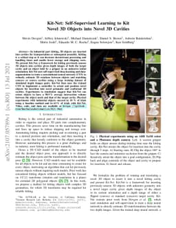 Kit-Net: Self-Supervised Learning to Kit Novel 3D Objects into Novel 3D
  Cavities