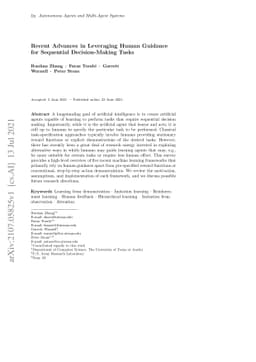 Recent Advances in Leveraging Human Guidance for Sequential
  Decision-Making Tasks