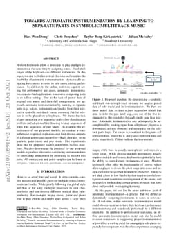 Towards Automatic Instrumentation by Learning to Separate Parts in
  Symbolic Multitrack Music