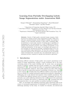 Learning from Partially Overlapping Labels: Image Segmentation under
  Annotation Shift