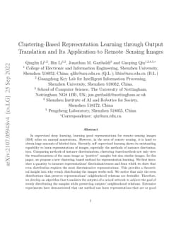 Clustering-Based Representation Learning through Output Translation and
  Its Application to Remote--Sensing Images