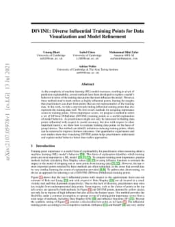 DIVINE: Diverse Influential Training Points for Data Visualization and
  Model Refinement