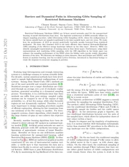 Barriers and Dynamical Paths in Alternating Gibbs Sampling of Restricted
  Boltzmann Machines