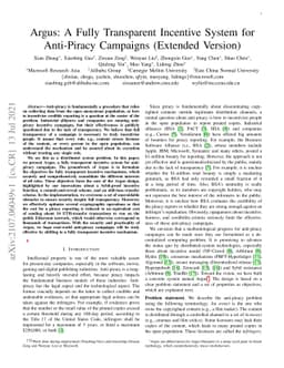 Argus: A Fully Transparent Incentive System for Anti-Piracy Campaigns
  (Extended Version)