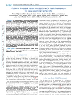 Model of the Weak Reset Process in HfOx Resistive Memory for Deep
  Learning Frameworks