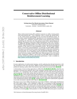 Conservative Offline Distributional Reinforcement Learning