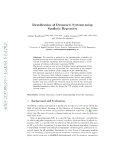 Identification of Dynamical Systems using Symbolic Regression
